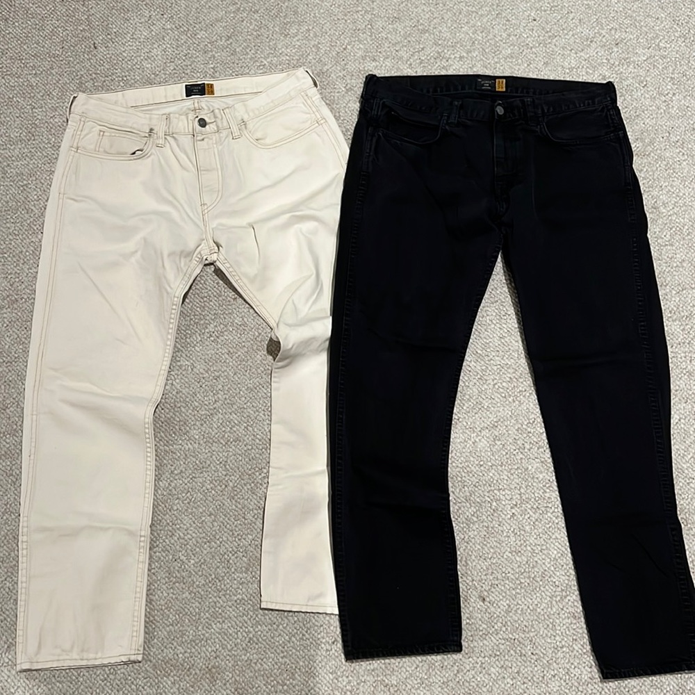 [2] Jcrew garment dyed jeans / ecru and black